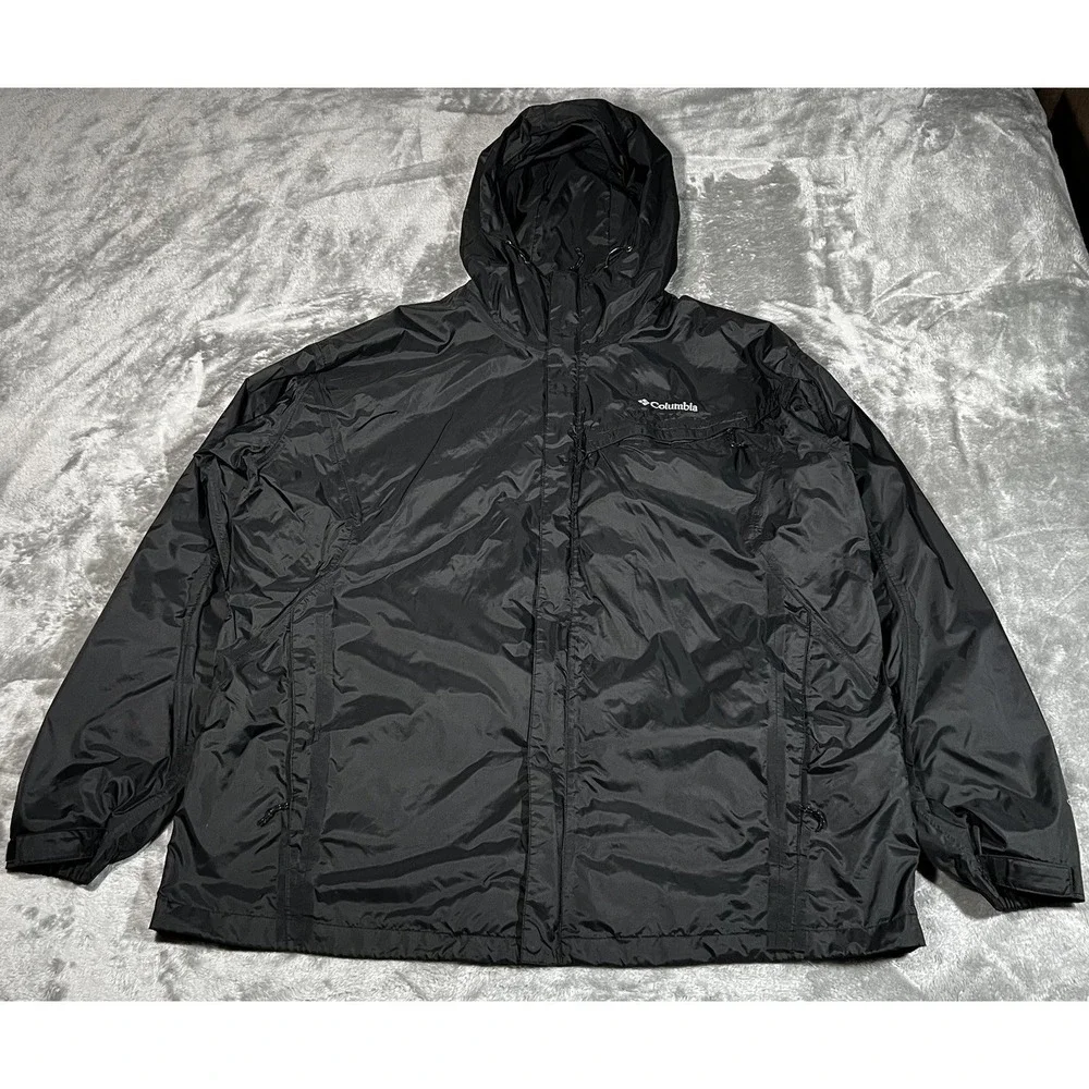 Columbia Jacket Men Size 2XL Rain w/ Hood Full Zip Packable